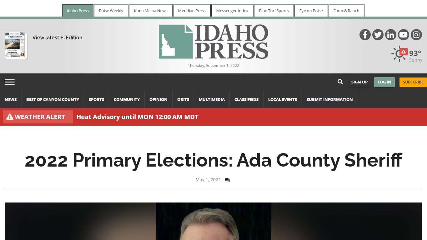 2022 Primary Elections: Ada County Sheriff - Idaho Press